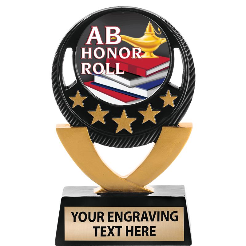 5"FIVE STAR BLK-GLD INS SCULP