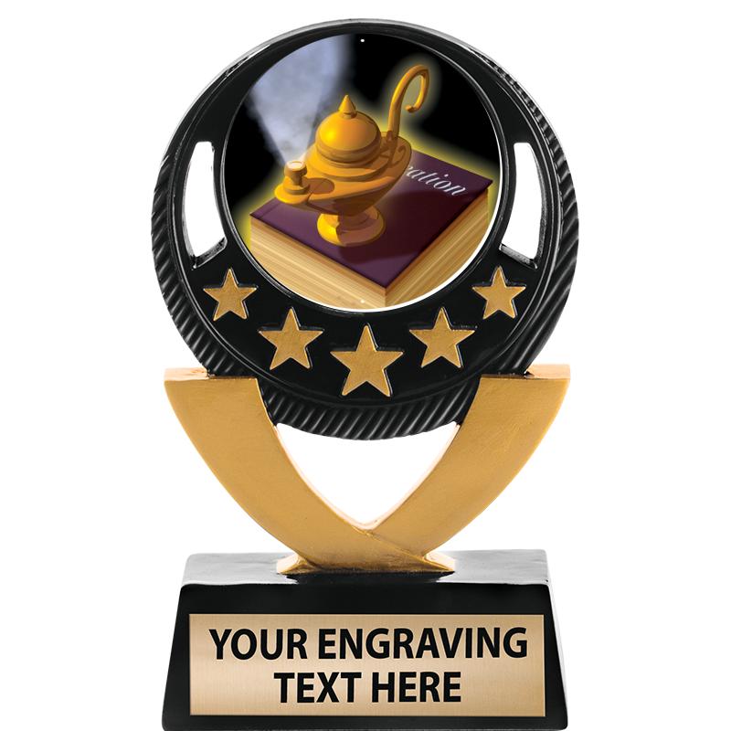 5"FIVE STAR BLK-GLD INS SCULP