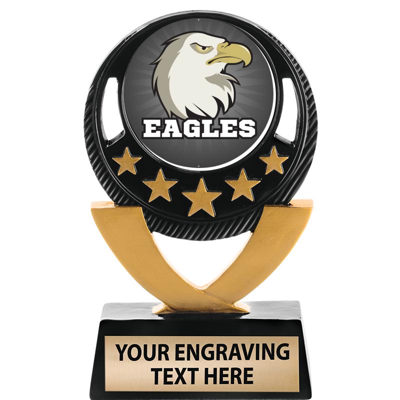 5"FIVE STAR BLK-GLD INS SCULP