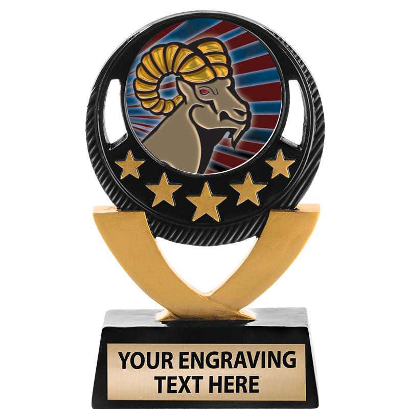 5"FIVE STAR BLK-GLD INS SCULP