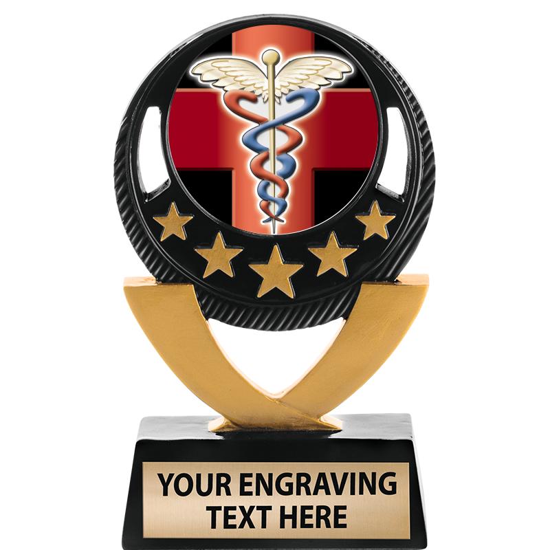 5"FIVE STAR BLK-GLD INS SCULP