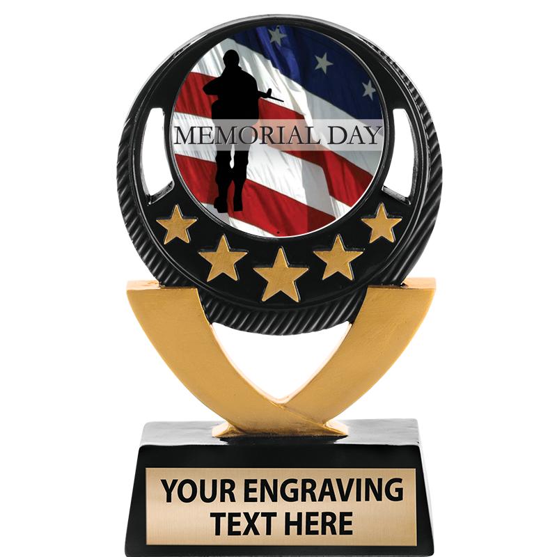 5"FIVE STAR BLK-GLD INS SCULP