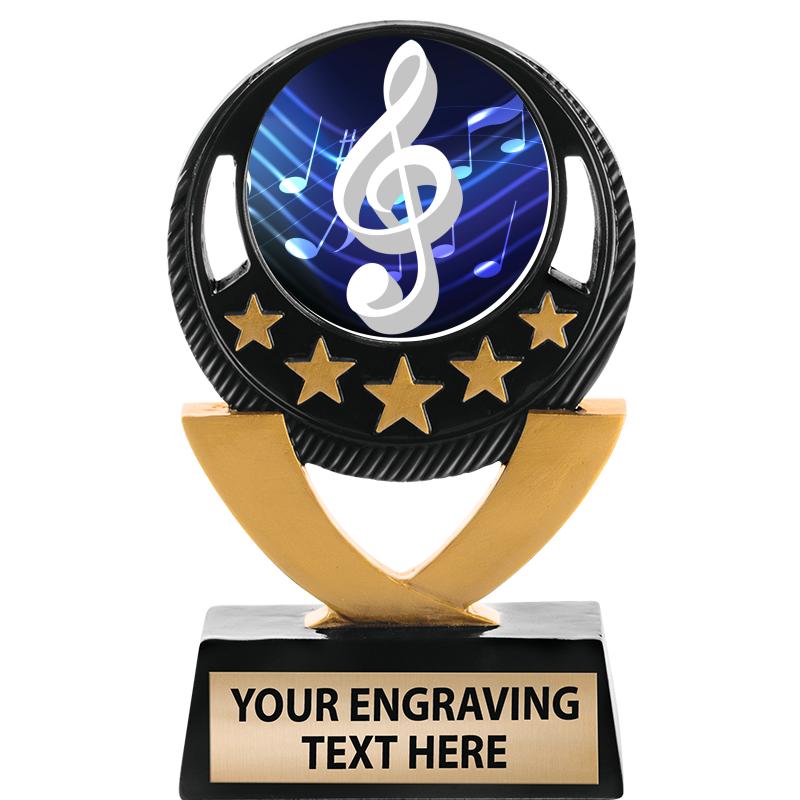 5"FIVE STAR BLK-GLD INS SCULP