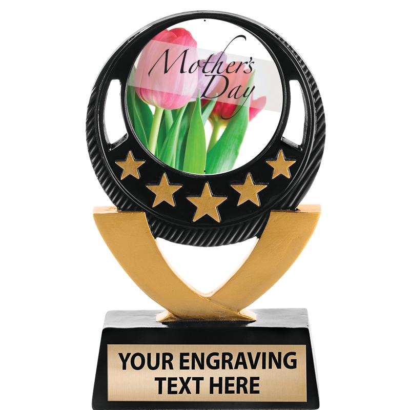 5"FIVE STAR BLK-GLD INS SCULP