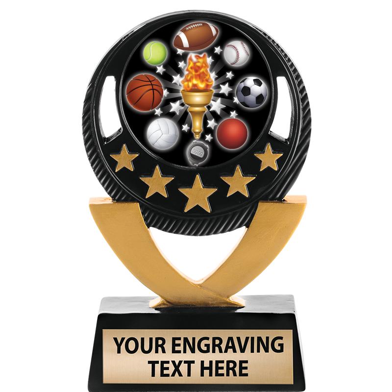 5"FIVE STAR BLK-GLD INS SCULP