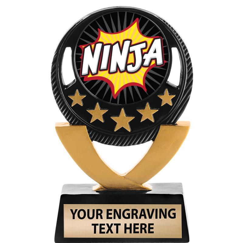 5"FIVE STAR BLK-GLD INS SCULP