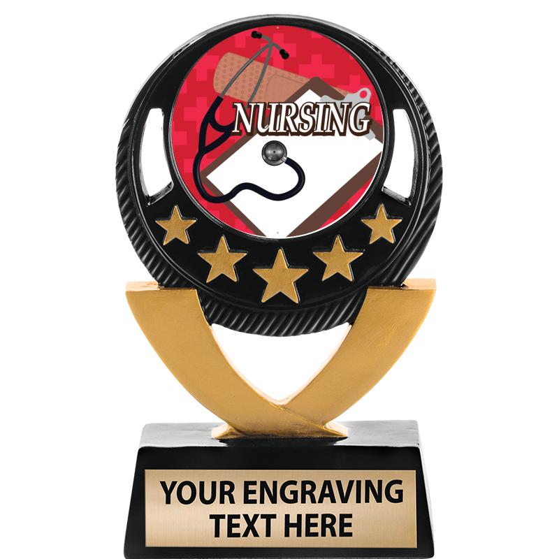 5"FIVE STAR BLK-GLD INS SCULP