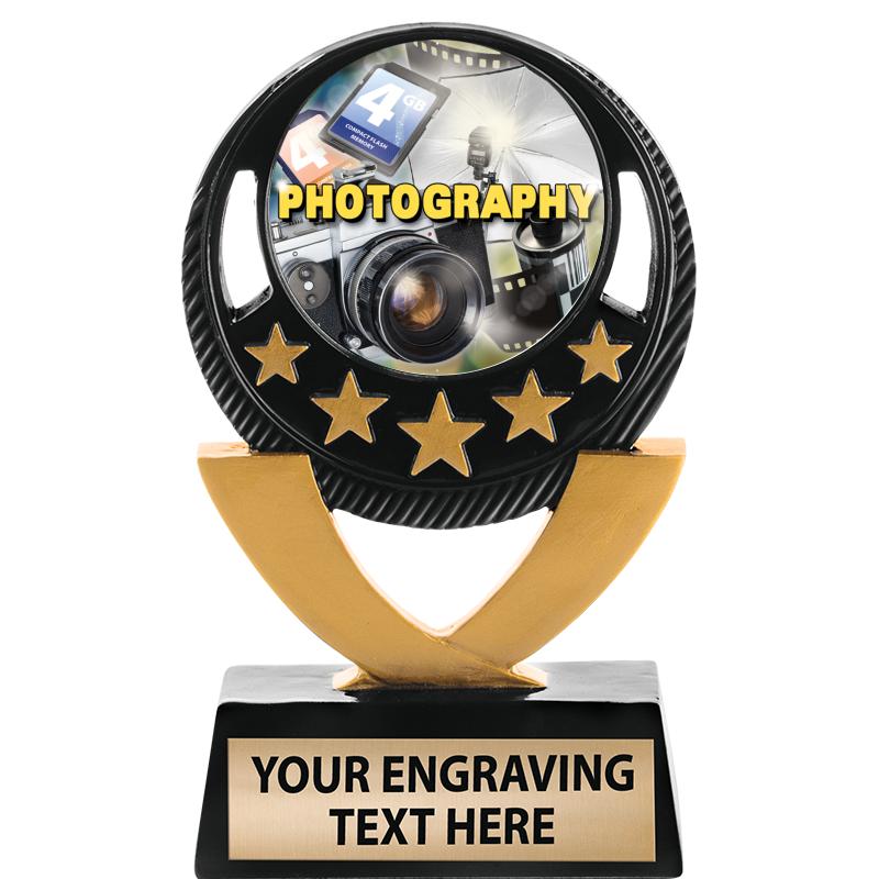 5"FIVE STAR BLK-GLD INS SCULP