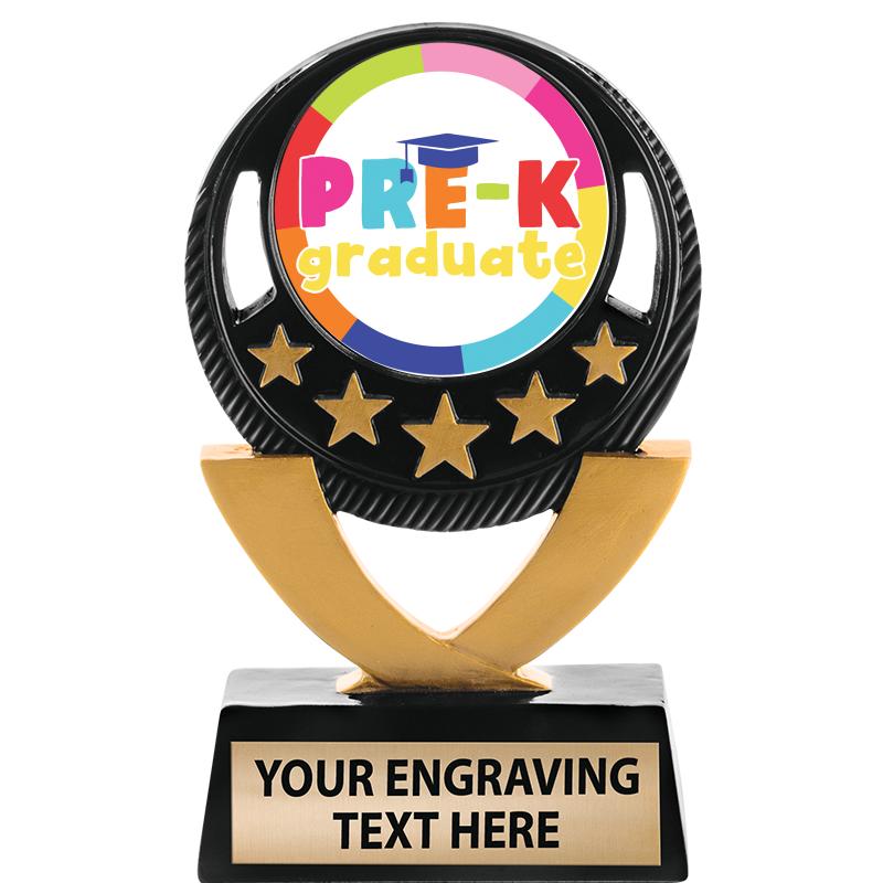 5"FIVE STAR BLK-GLD INS SCULP