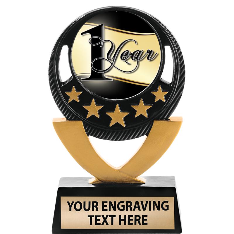 5"FIVE STAR BLK-GLD INS SCULP