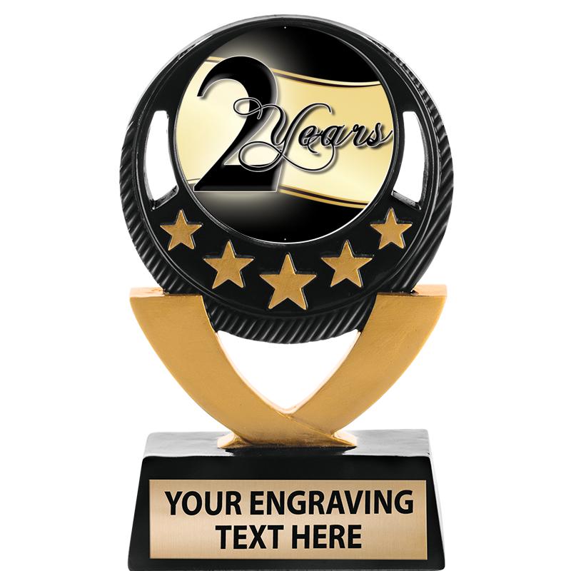 5"FIVE STAR BLK-GLD INS SCULP