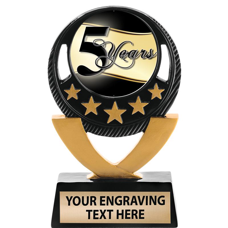 5"FIVE STAR BLK-GLD INS SCULP