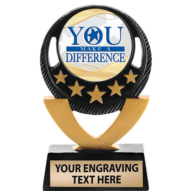 5"FIVE STAR BLK-GLD INS SCULP