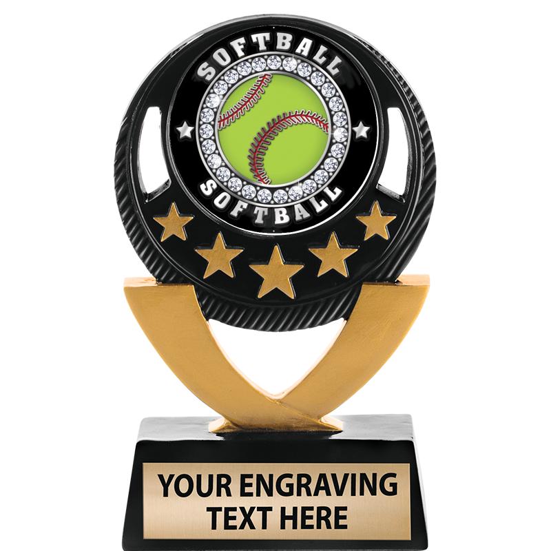 5"FIVE STAR BLK-GLD INS SCULP