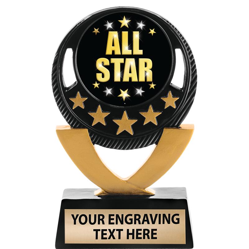 5"FIVE STAR BLK-GLD INS SCULP