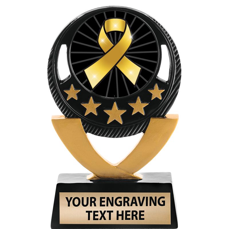 5"FIVE STAR BLK-GLD INS SCULP