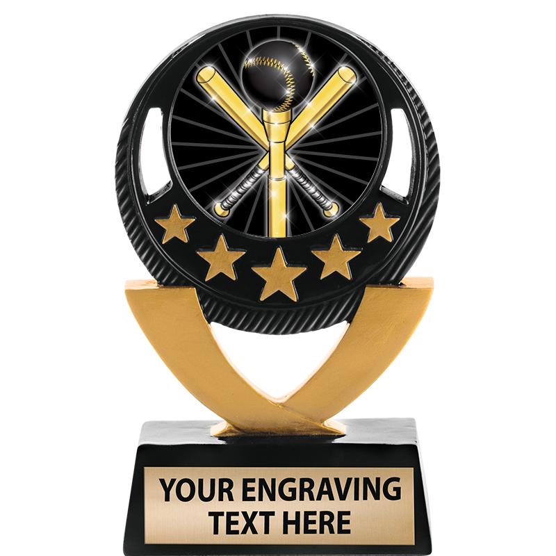 5"FIVE STAR BLK-GLD INS SCULP