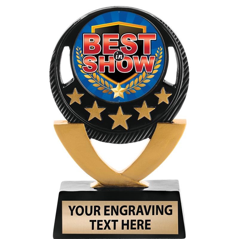 5"FIVE STAR BLK-GLD INS SCULP