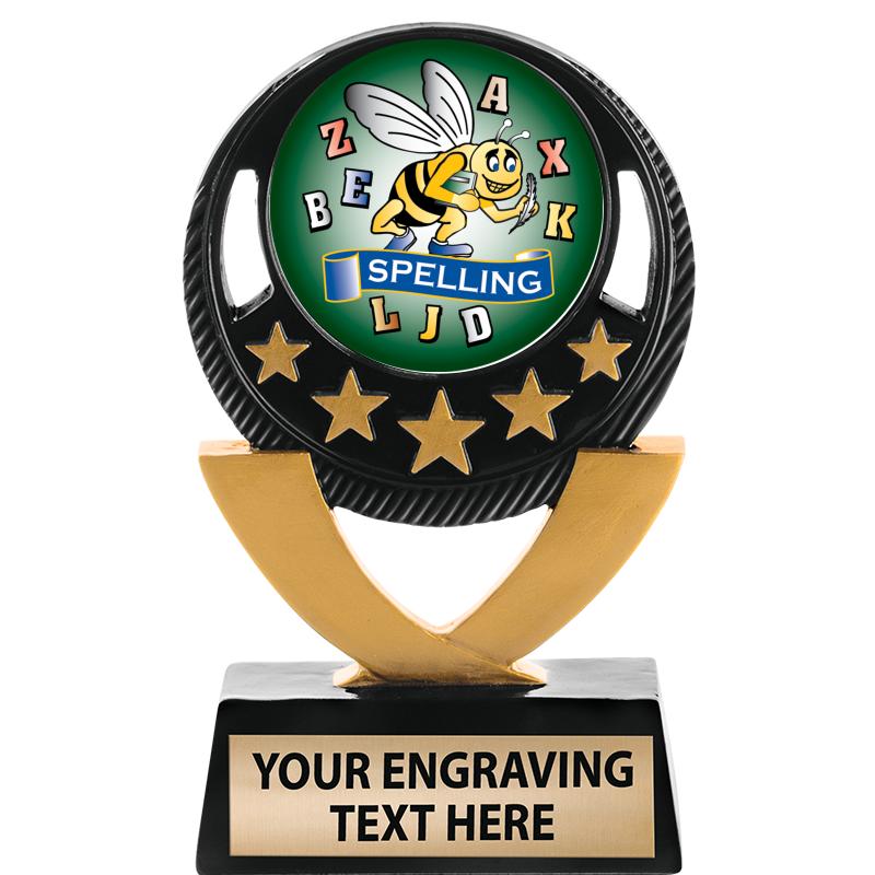 5"FIVE STAR BLK-GLD INS SCULP