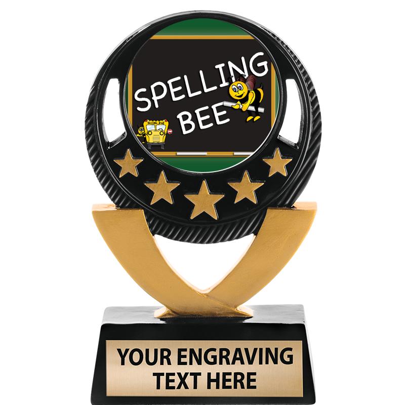 5"FIVE STAR BLK-GLD INS SCULP