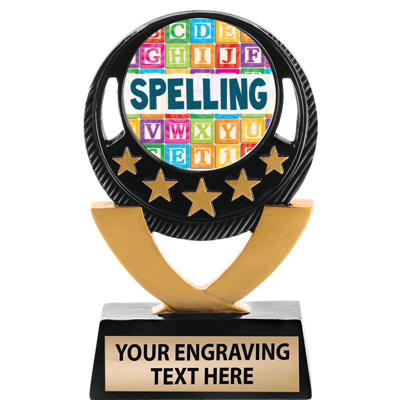 5"FIVE STAR BLK-GLD INS SCULP