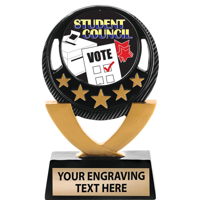 5"FIVE STAR BLK-GLD INS SCULP