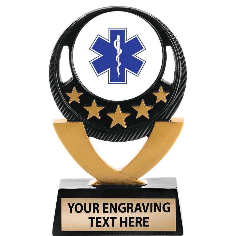 5"FIVE STAR BLK-GLD INS SCULP