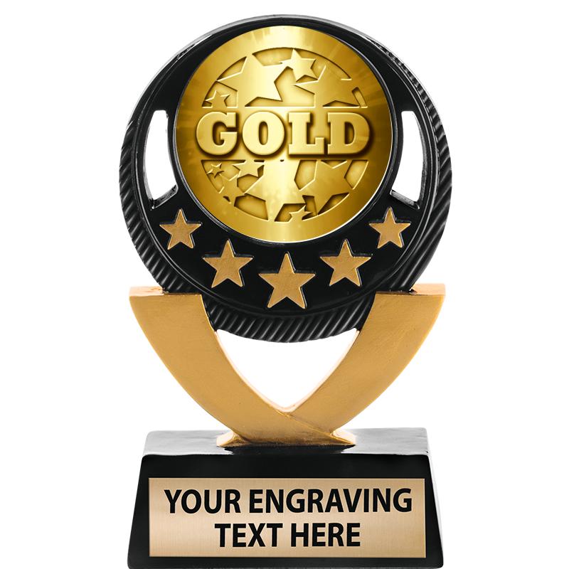 5"FIVE STAR BLK-GLD INS SCULP