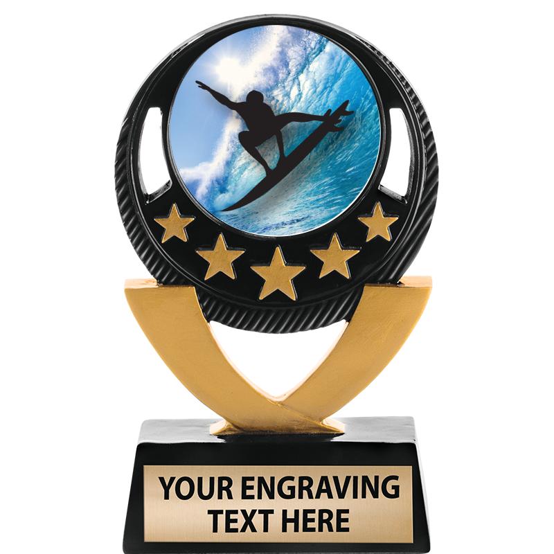 5"FIVE STAR BLK-GLD INS SCULP