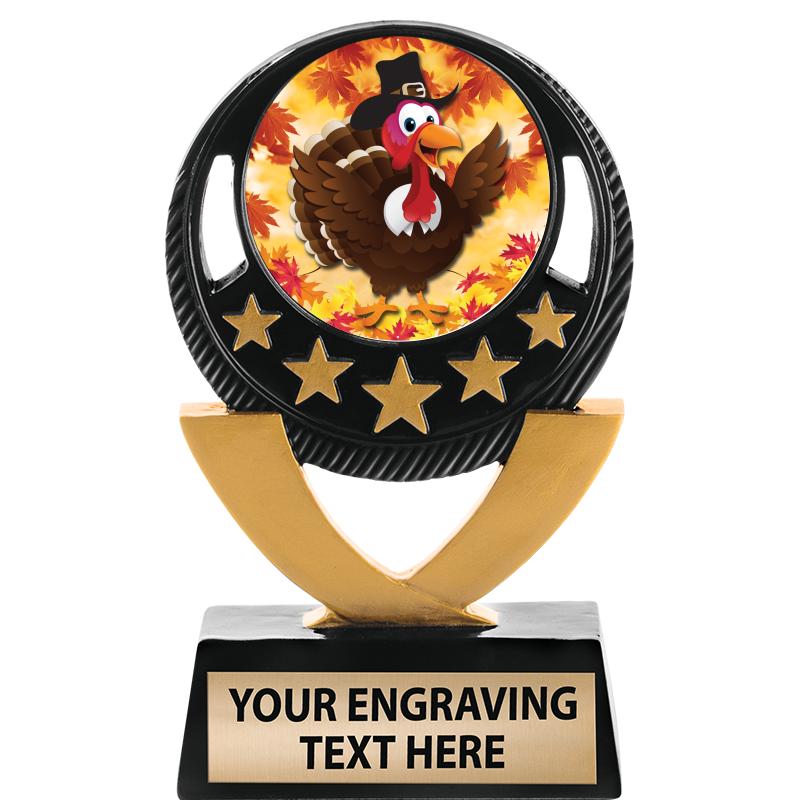 5"FIVE STAR BLK-GLD INS SCULP