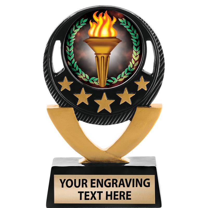 5"FIVE STAR BLK-GLD INS SCULP