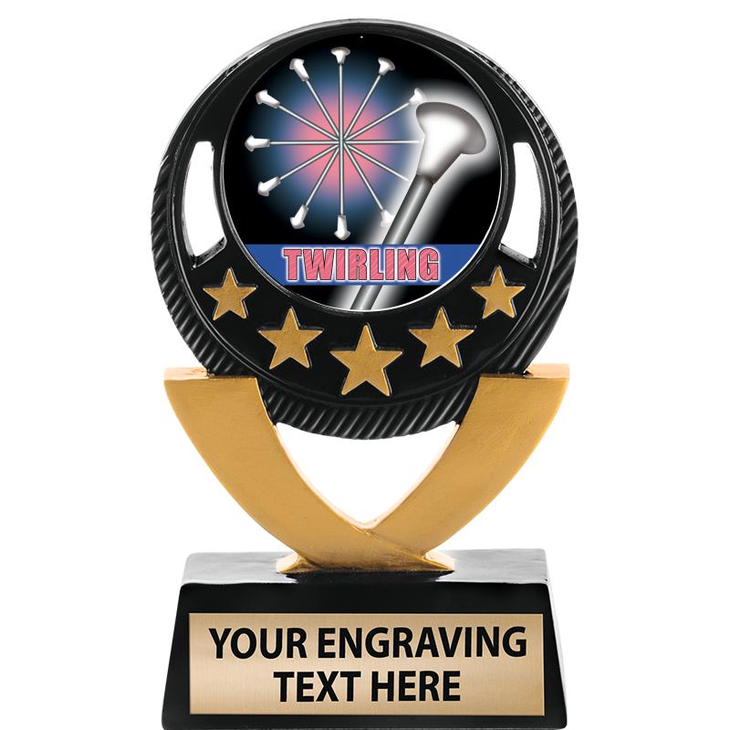 5"FIVE STAR BLK-GLD INS SCULP