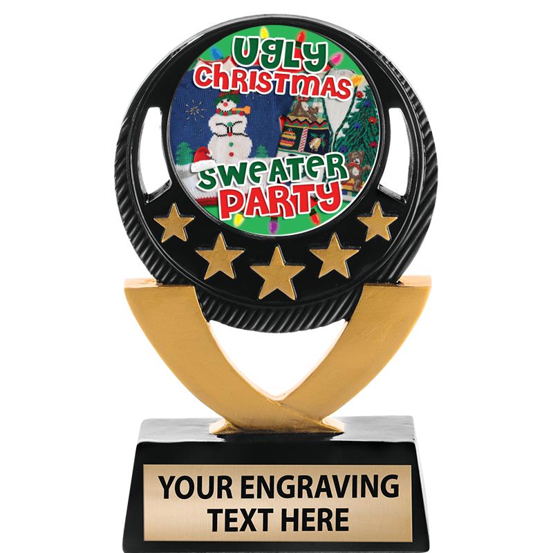 5"FIVE STAR BLK-GLD INS SCULP