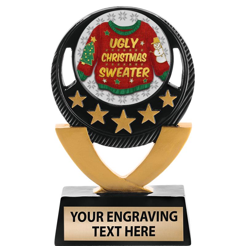 5"FIVE STAR BLK-GLD INS SCULP