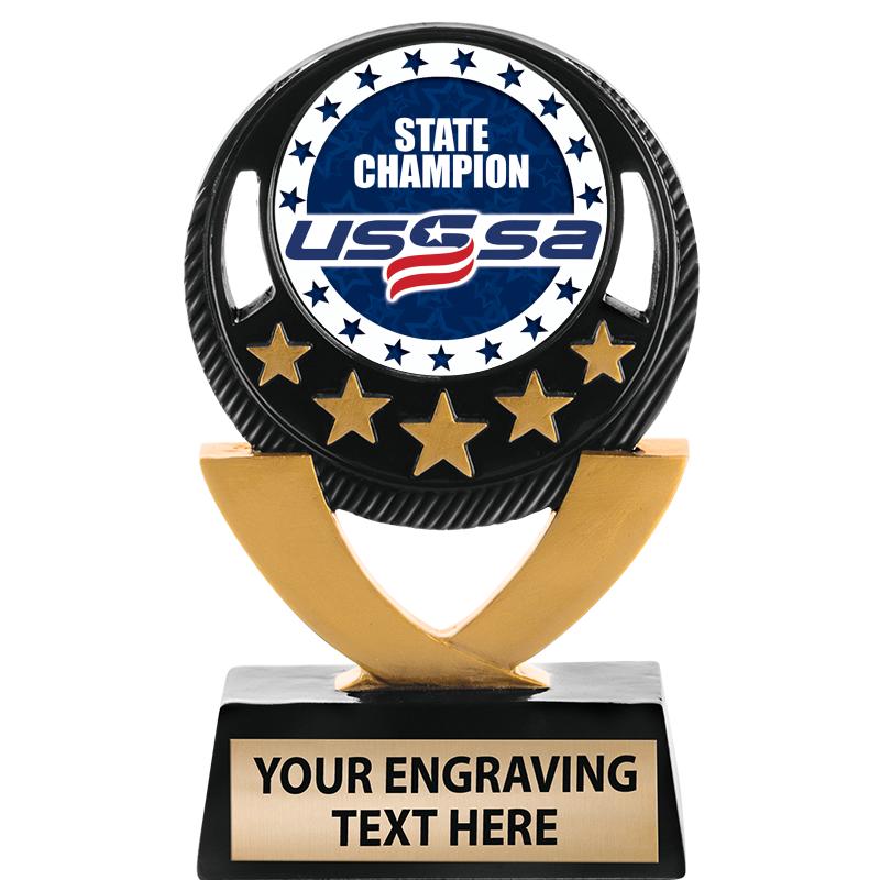 5"FIVE STAR BLK-GLD INS SCULP