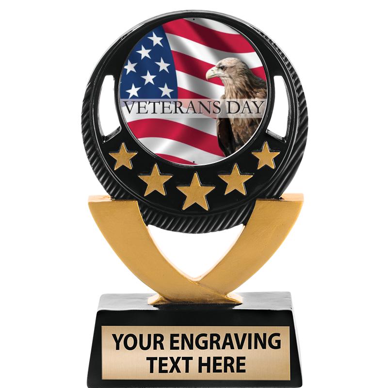 5"FIVE STAR BLK-GLD INS SCULP