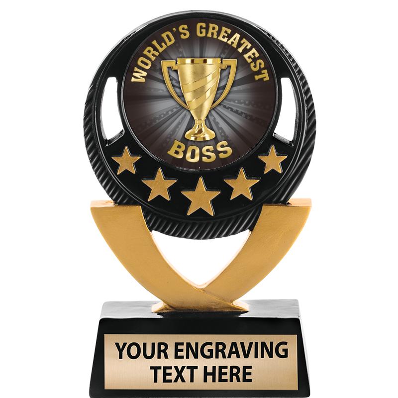 5"FIVE STAR BLK-GLD INS SCULP