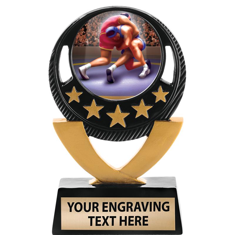 5"FIVE STAR BLK-GLD INS SCULP