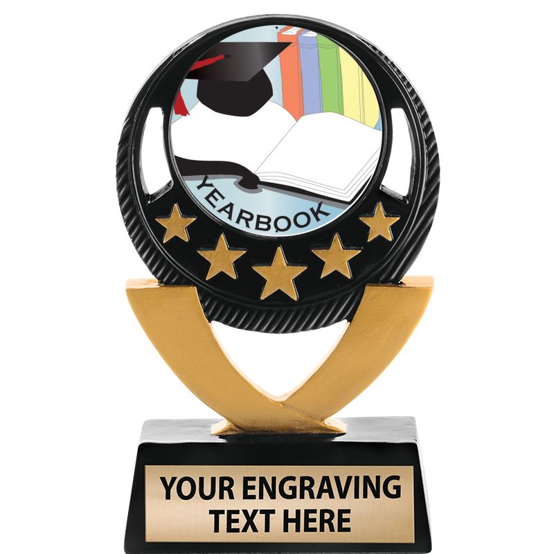 5"FIVE STAR BLK-GLD INS SCULP