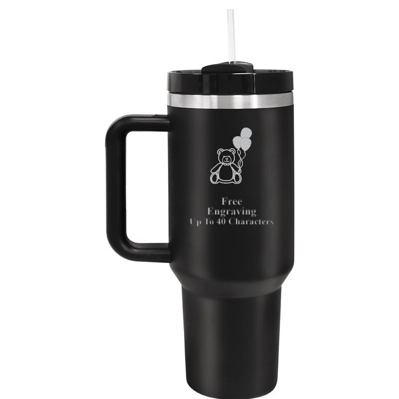 TUMBLER CUP W HANDLE 40OZ BLCK