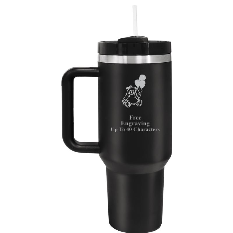 TUMBLER CUP W HANDLE 40OZ BLCK