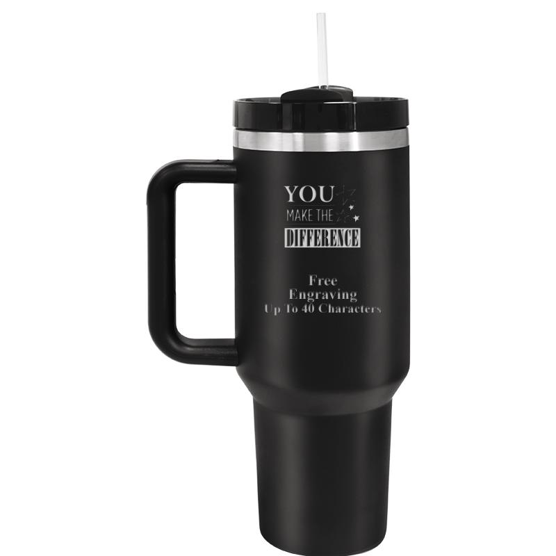 TUMBLER CUP W HANDLE 40OZ BLCK