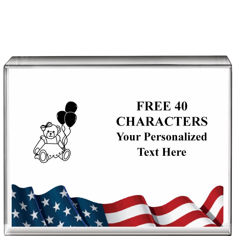 4"x3"FLAG HRZNTL DISPLY CRYSTL