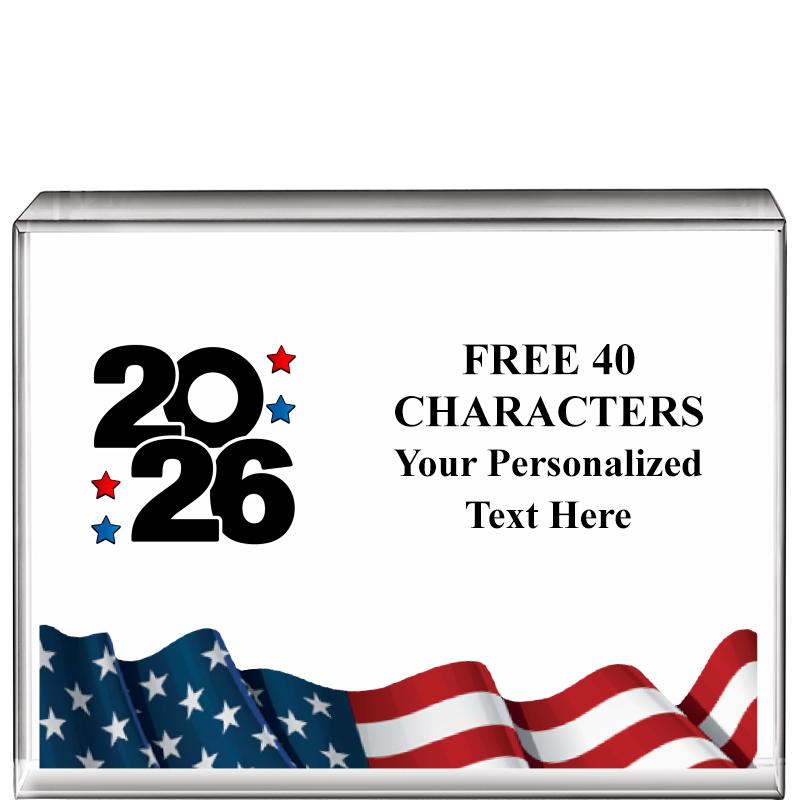 4"x3"FLAG HRZNTL DISPLY CRYSTL