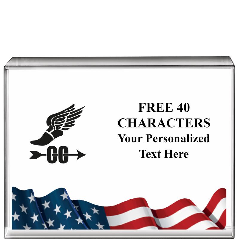 4"x3"FLAG HRZNTL DISPLY CRYSTL