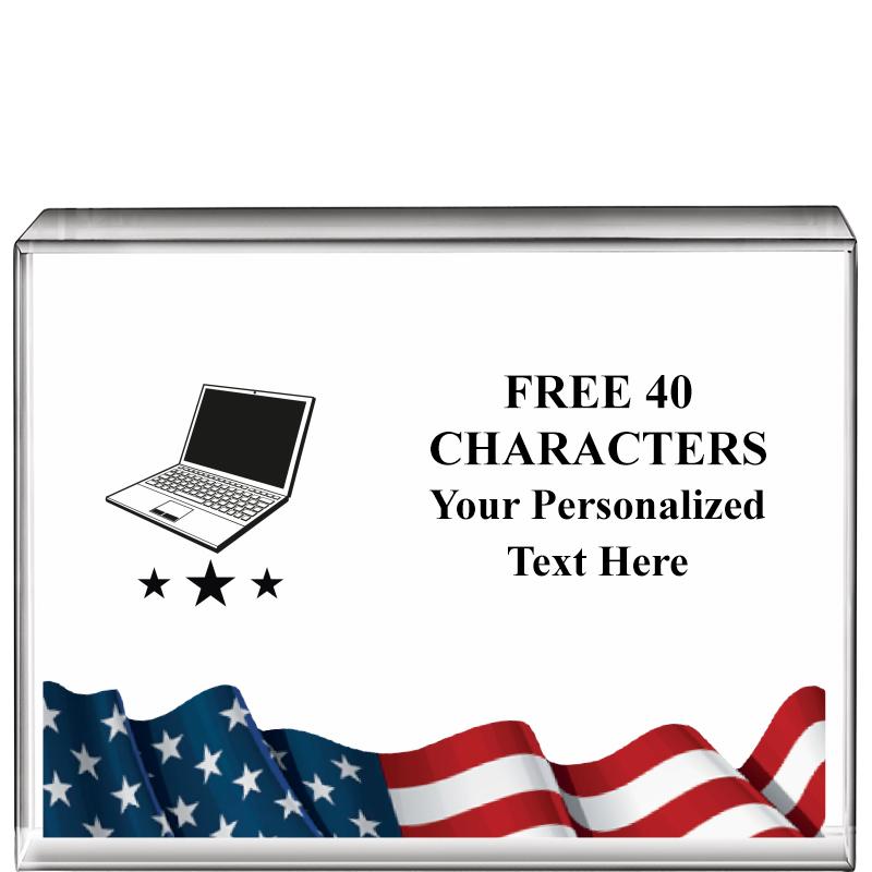 4"x3"FLAG HRZNTL DISPLY CRYSTL