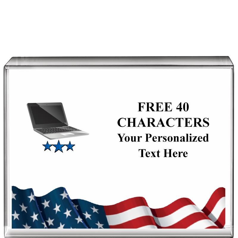 4"x3"FLAG HRZNTL DISPLY CRYSTL