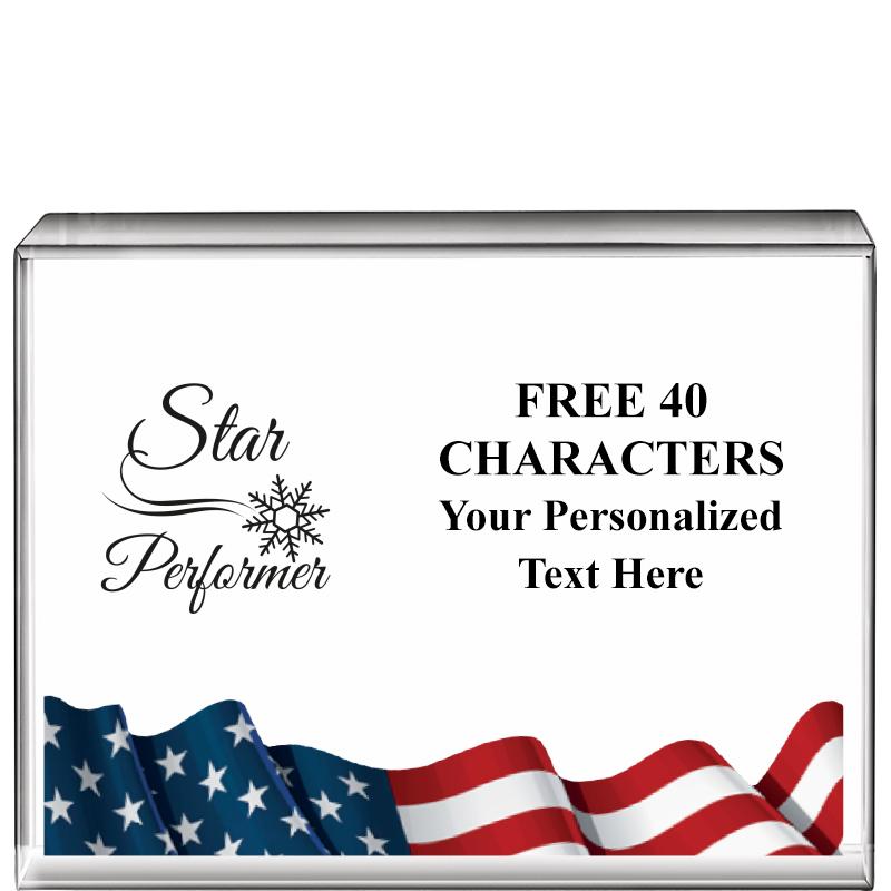 4"x3"FLAG HRZNTL DISPLY CRYSTL