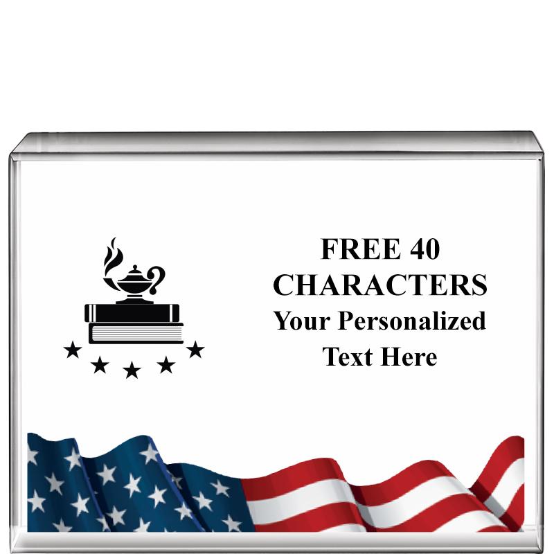 4"x3"FLAG HRZNTL DISPLY CRYSTL