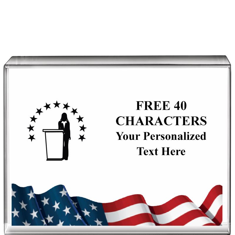 4"x3"FLAG HRZNTL DISPLY CRYSTL